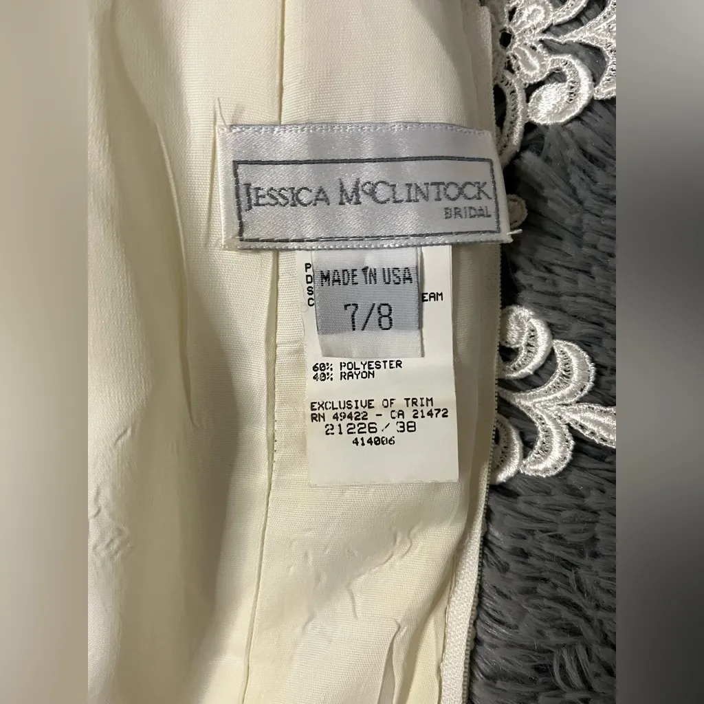 Jessica McClintock Vintage Women’s Off The Shoulder Lace Wedding Dress Size 7/8 - Image 9