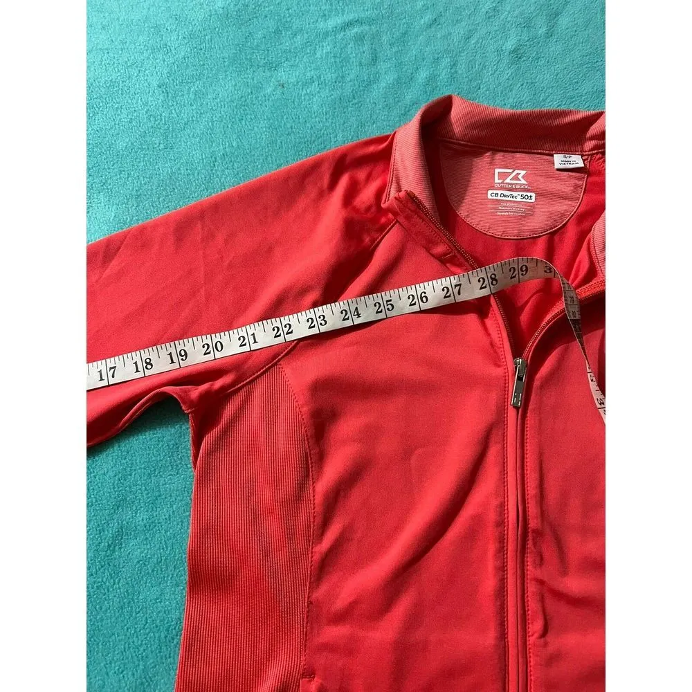 Cutter and Buck Womens Size Small Coral Pink Long Sleeve Jacket CB DryTec 50 spf - Image 6