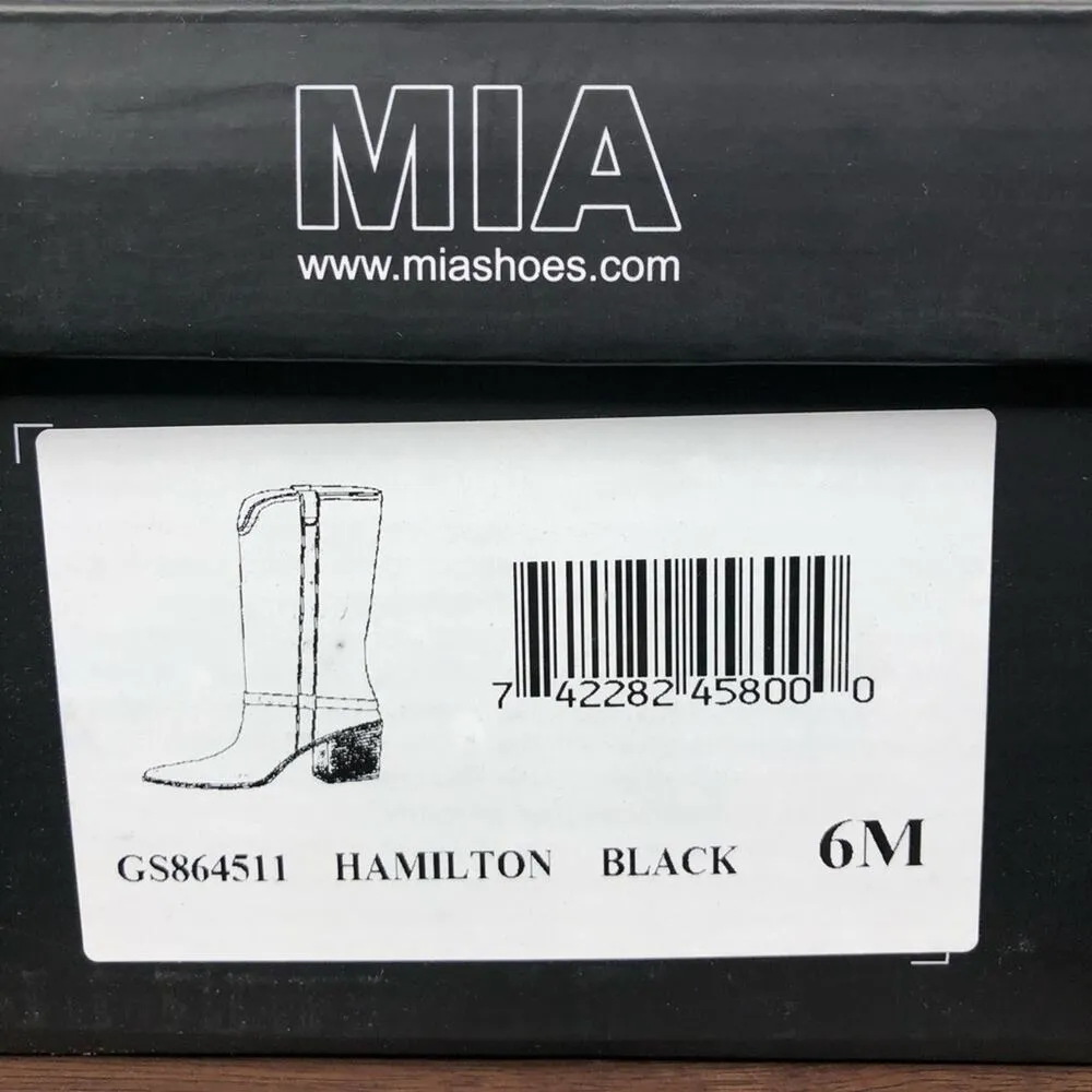 NEW MIA 'Hamilton' Faux Leather Black Block Heeled Knee High Boots Women's Sz 6 - Image 5