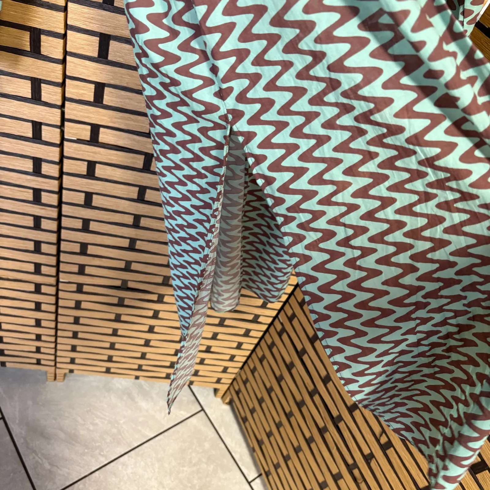 Zara Blue And Brown Tie Front Cardigan Size Medium - Image 5