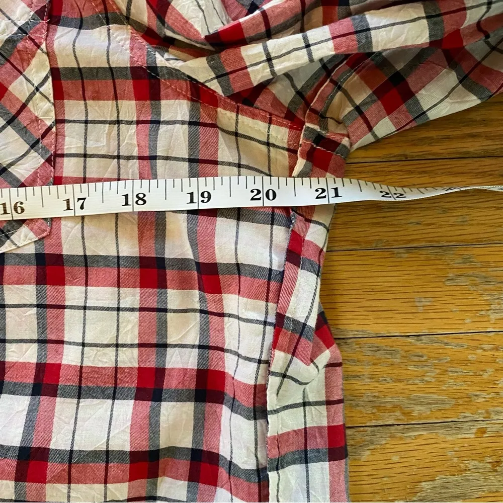 Banana Republic Womens 3/4 Length Sleeve Plaid Button Down Shirt Size Large - Image 7