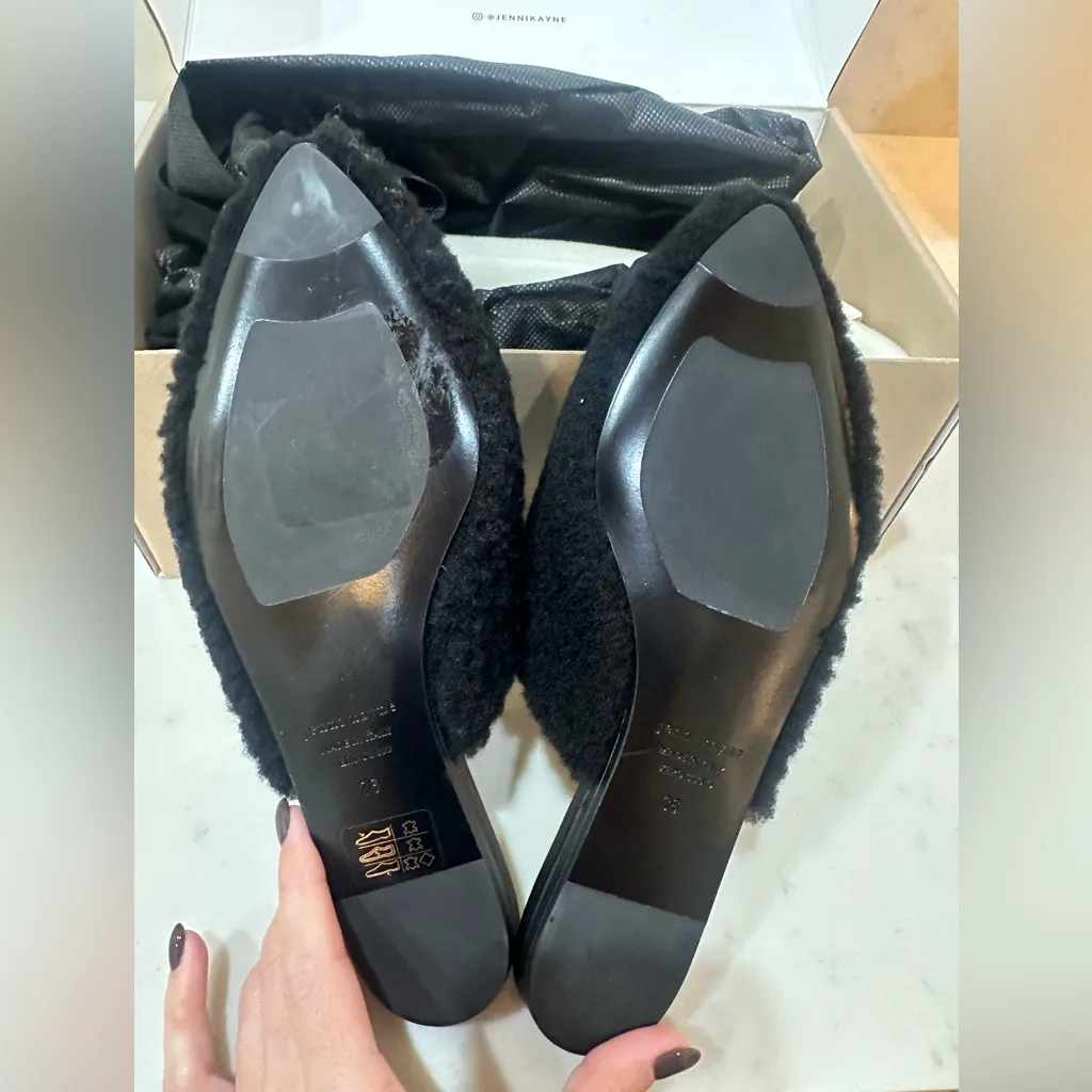 Jenni Kayne Shearling Mule – Black Leather Slip-On | Size 5 | New in Box - Image 7