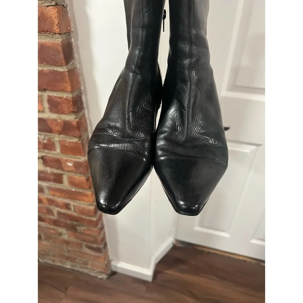 Lavorazione Artigiana Women’s Italian Leather Pointed Toe Ankle boots 9.5 Black - Image 4