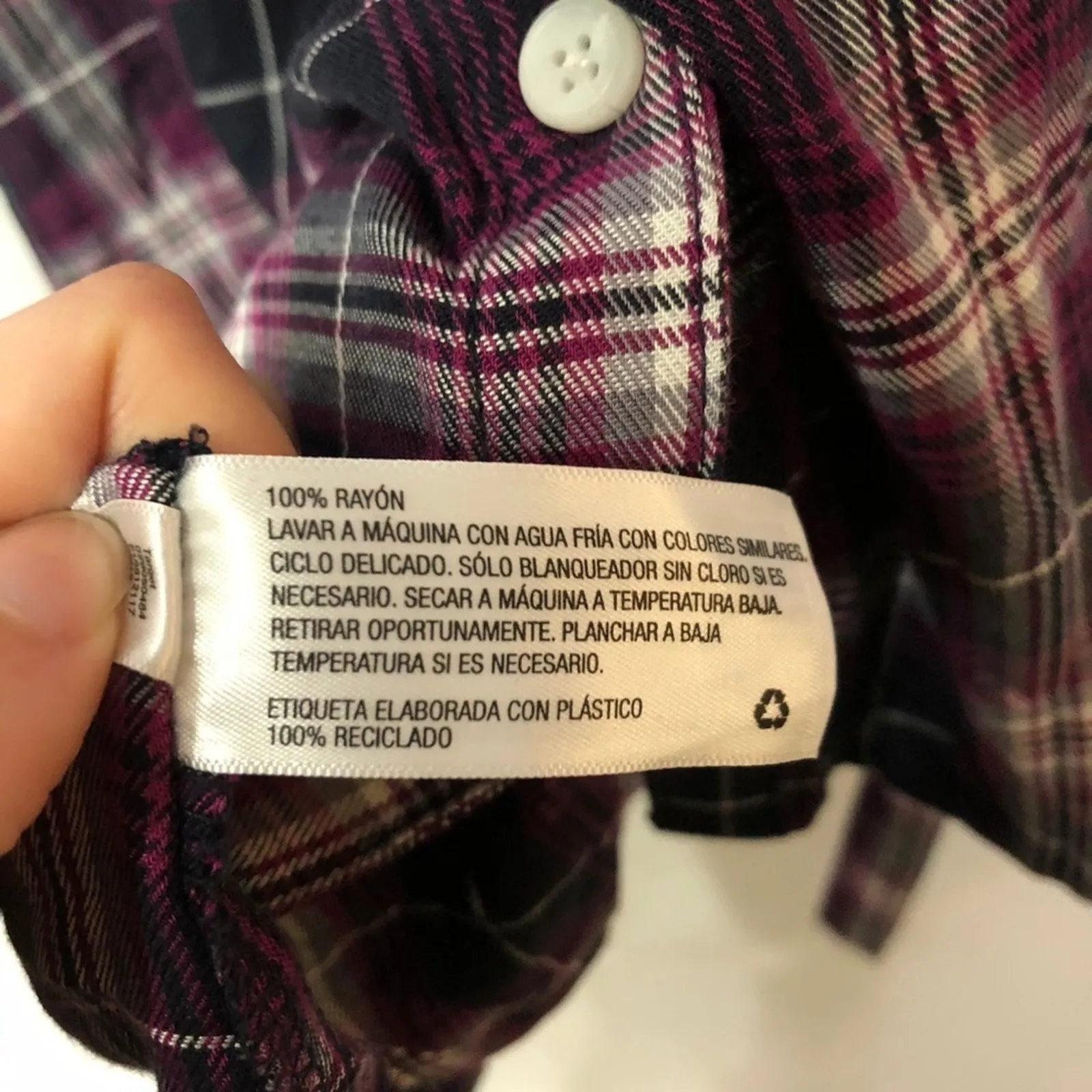 Isabel Maternity Purple Plaid Button Shirt Dress Womens M Knee Length Preppy Size undefined - Image 5