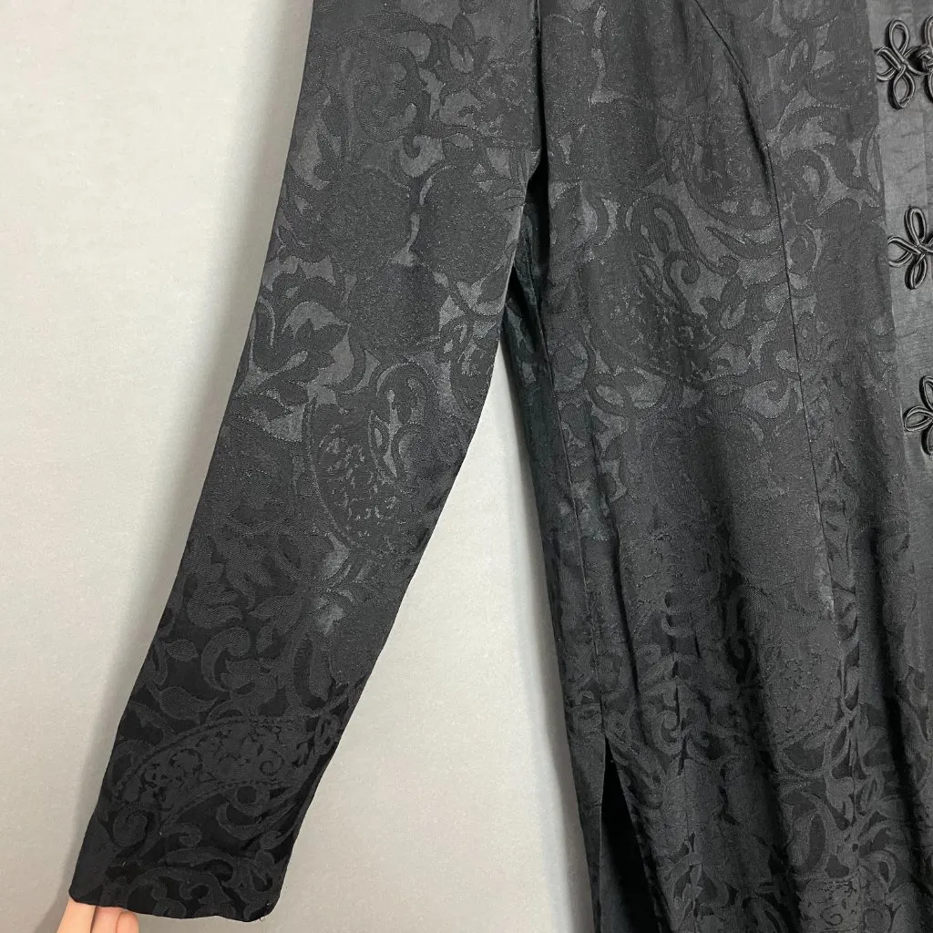 Vintage R&M Richards by Karen Kwong Jacket Long‎ Mandarin Collar Black Slits Size 16 - Image 11