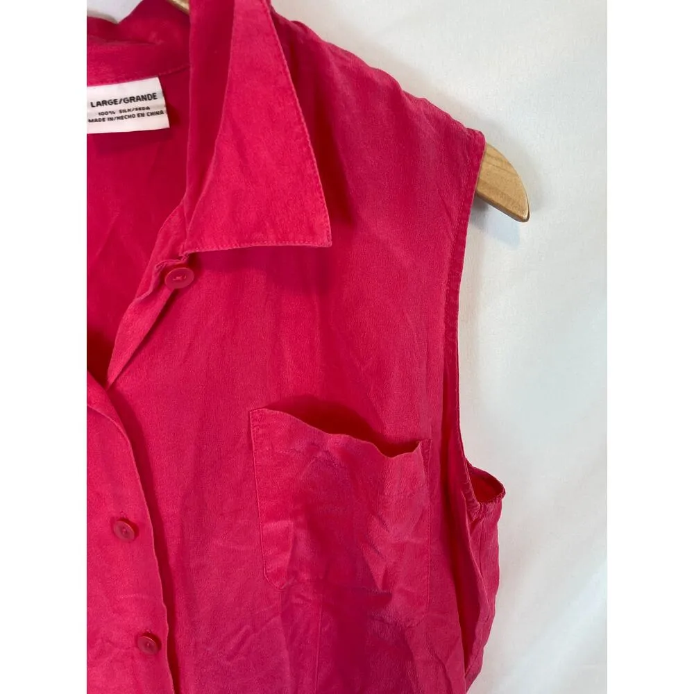 Jaclyn Smith 100% silk Classic Sleeveless Silk Pink Top Size Large - Image 3