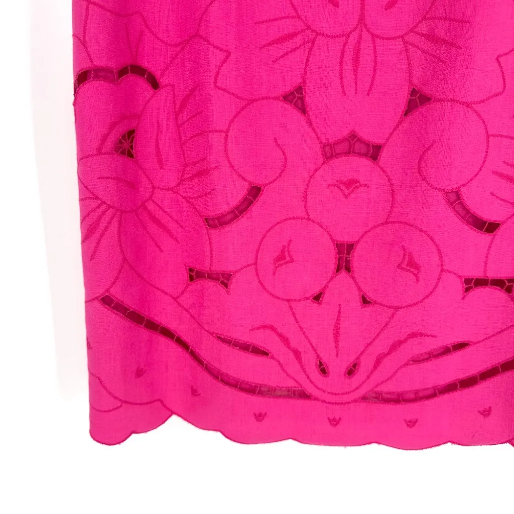 Laundry by Shelli Segal Cap Sleeve Sheath Dress with Cut out Overlay Pink Size 4 - Image 3