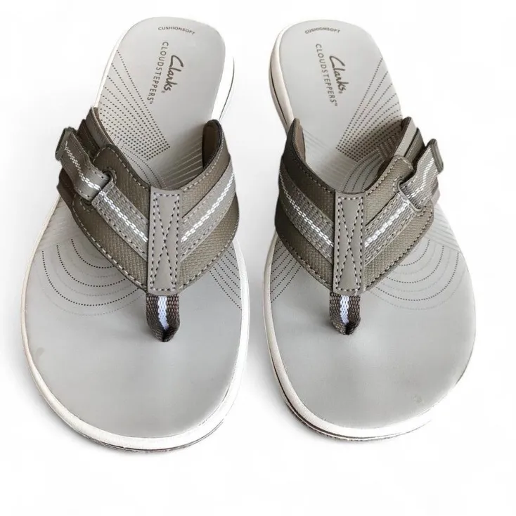 Clarks Cloud Women’s Steppers Brinkley Jazz Black Flip Flop Sandal Women’s Sz 8M - Image 9