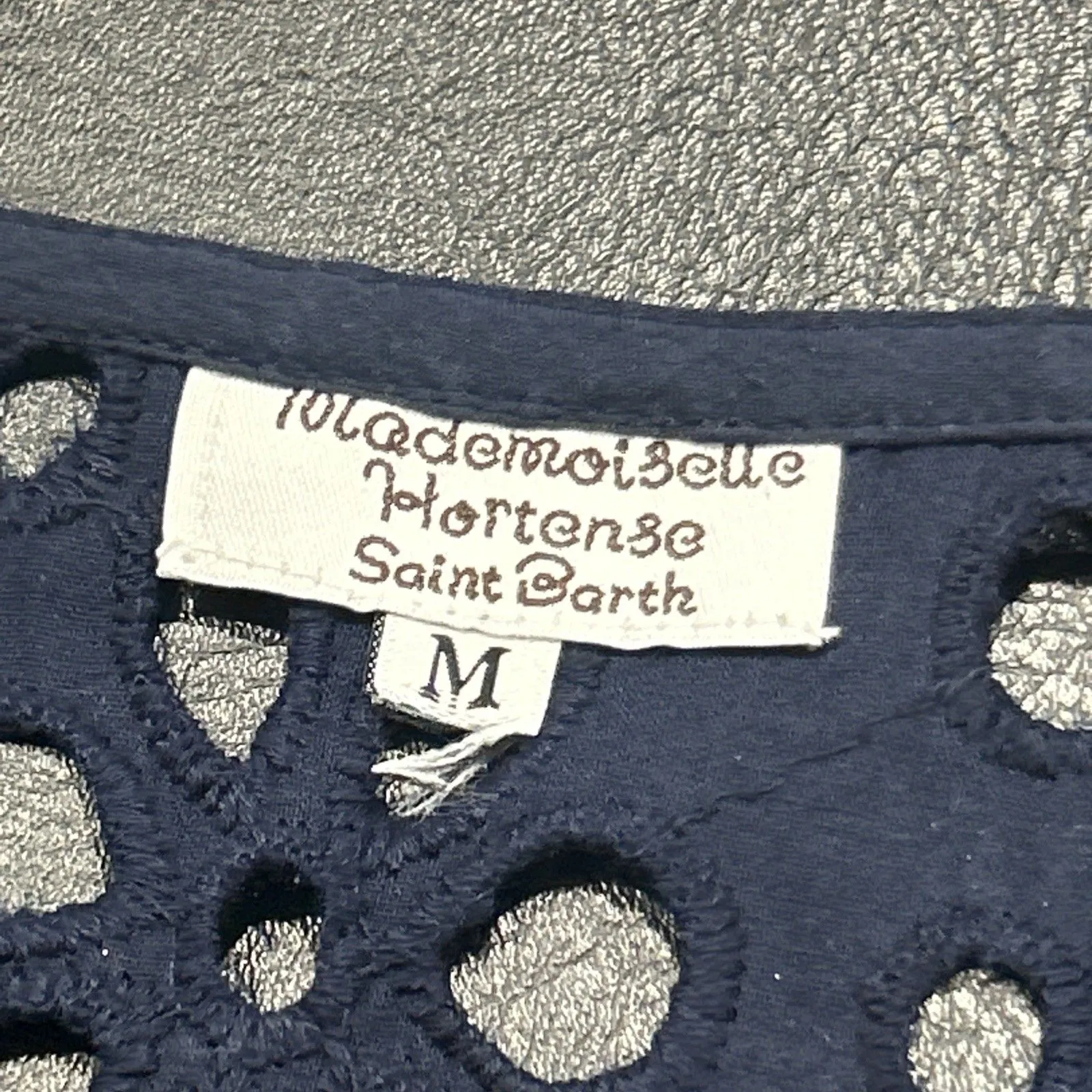 Mademoiselle Hortense Saint Barth Top Women Medium Navy Crochet Open Fringe Crop Blue - Image 2