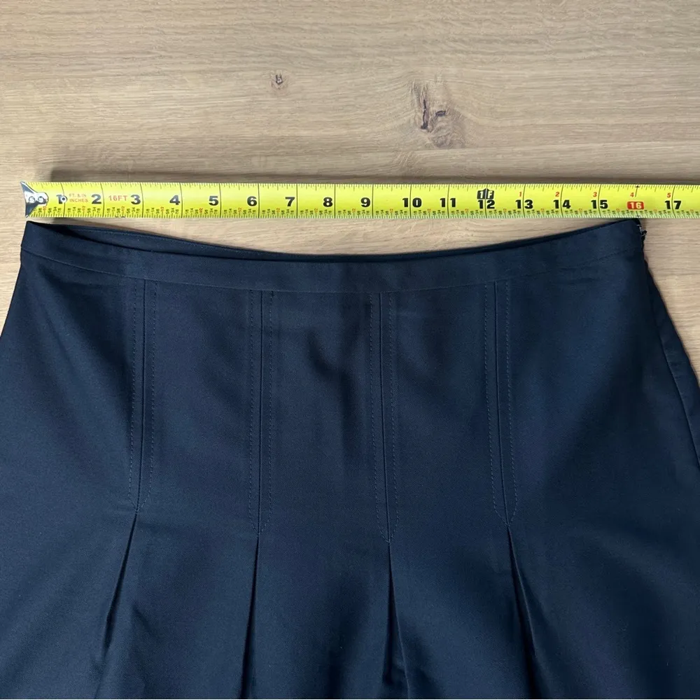 Ann Taylor LOFT A-Line Skirt Sz 8 Black w/ White Embroidery, Pleated Body - Image 7