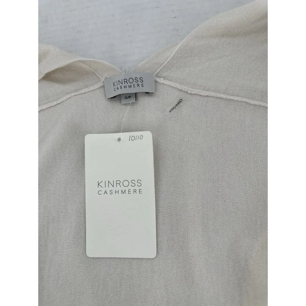 Kinross Cashmere Dress Cardigan Sz S Silk Ivory Dainty Old Money Quiet Luxury​ - Image 5