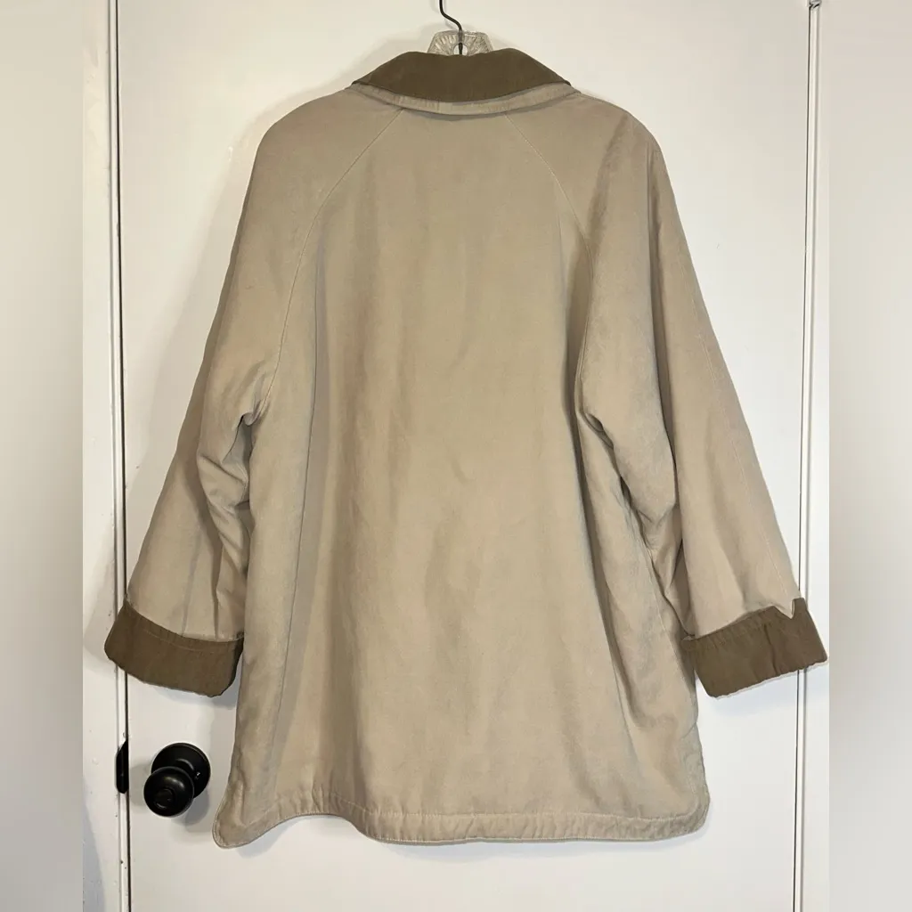 LONDON FOG Size Large Tan Jacket Coat Double Collar Button Up Pea Coat Soft - Image 2