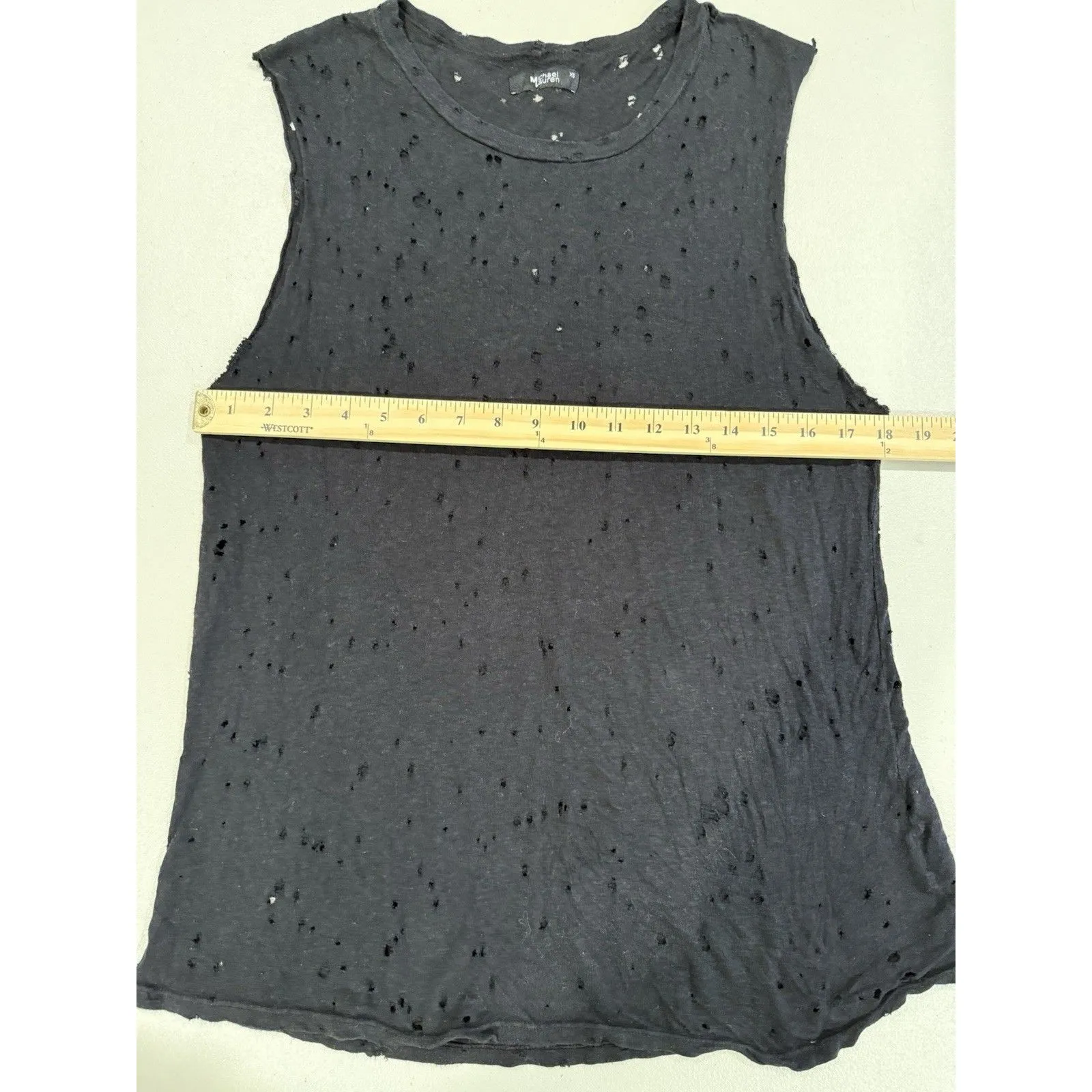 Michael Lauren Top Womens XS Black Distressed Holes Punk Grunge Skater Goth - Image 5