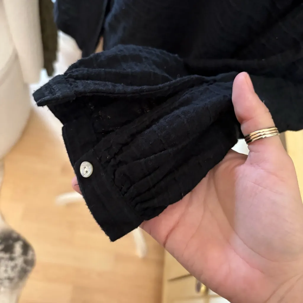 MARINE LAYER Black‎ Nixi Collarless Blouse Size Medium Gaze - Image 6