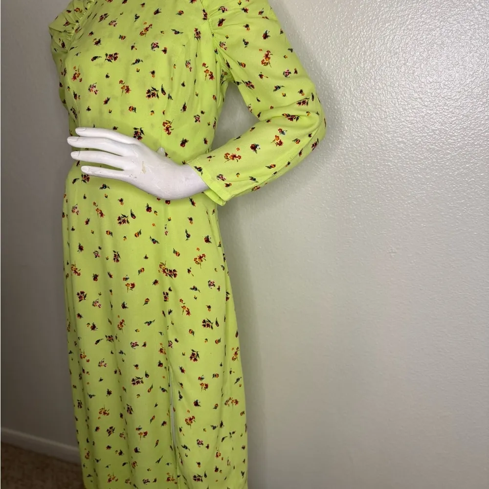 AFRM Revolve Green floral long sleeve dress with beautiful detail back. #82 - Image 4