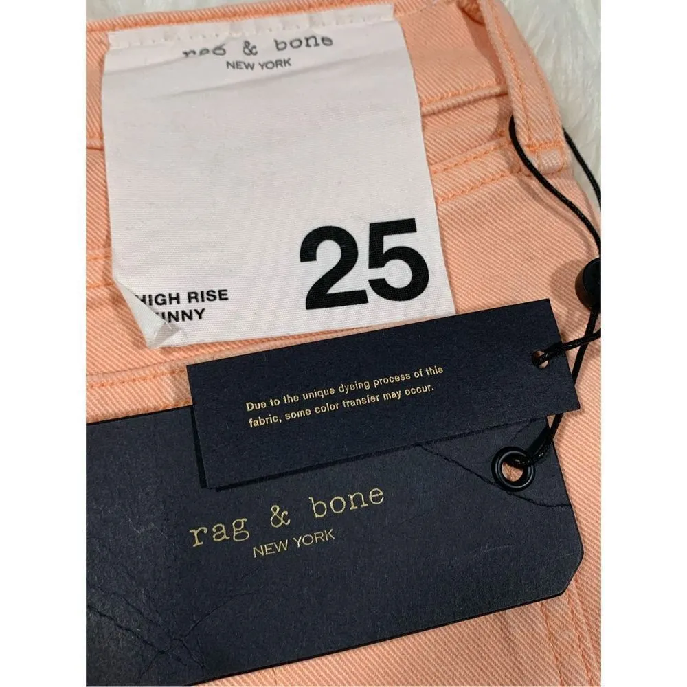 NWT Rag & Bone High Rise Skinny Jeans in Prairie Sun Faded Coral Size 25 - Image 5