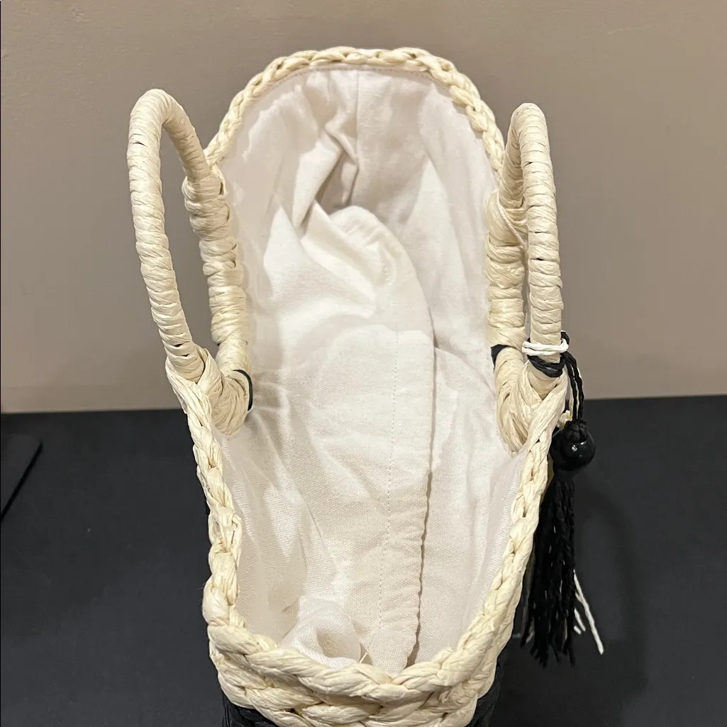 Dolce Vita | Black Raffia Shopper “EstelleB” Tote ~ Canvas Inside - Image 12