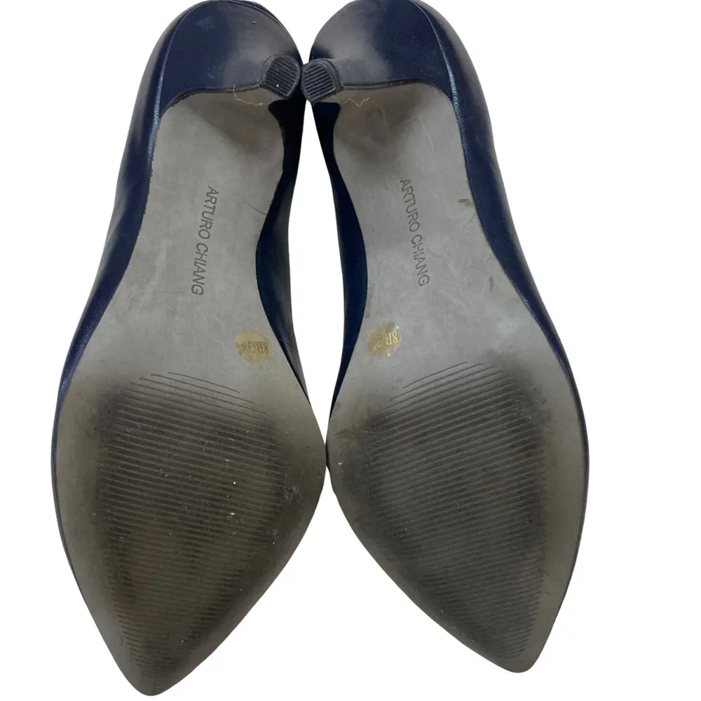 ARTURO CHIANG SHOES SZ 8 CLASSIC NAVY BLUE PUMPS HIGH HEELS 3.5" HEEL - Image 6