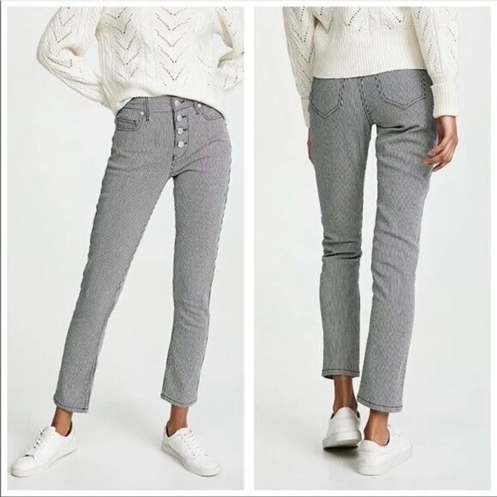 Joie Aerindis Ankle Straight-Leg Jeans in Cadet Stripe Women's Size 26 - Image 3