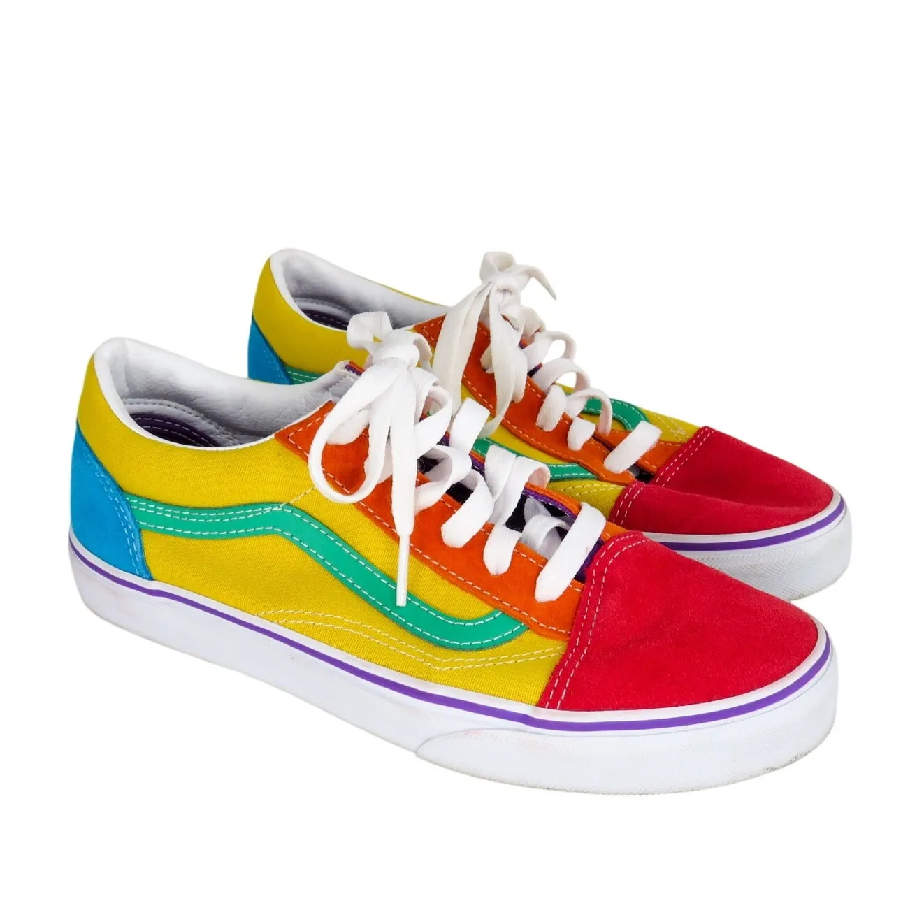 Vans Old Skool Rainbow Colorblock Low Top Sneakers Shoes Size 6 - Image 3