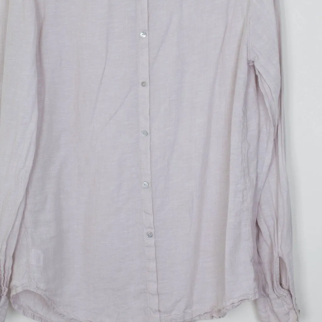 Sigrid Olsen Womens Button Down Linen Shirt Size M Roll Tab Sleeve‎ Beige Beachy - Image 9