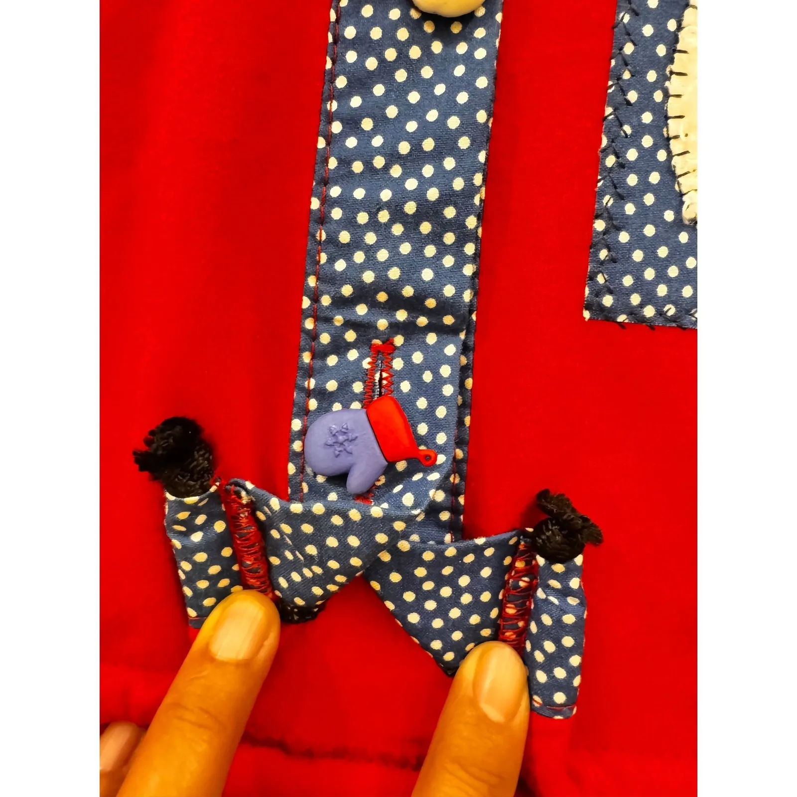 y2k Red Snowman Applique Fleece Cardigan Sweater‎ Fun Christmas Holiday Top - Image 4