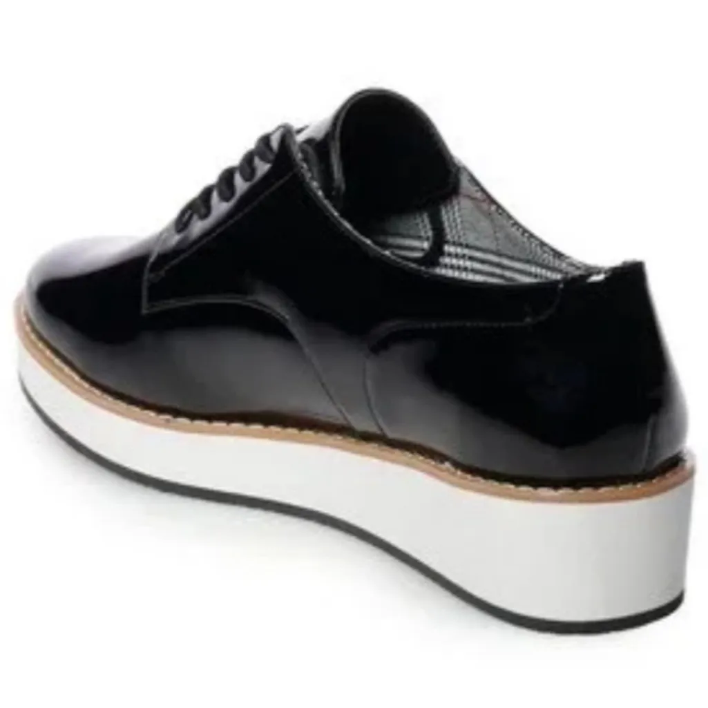 Apt 9 Black Platform Lace Up Faux Patent Leather Shoes 8.5 - Image 3