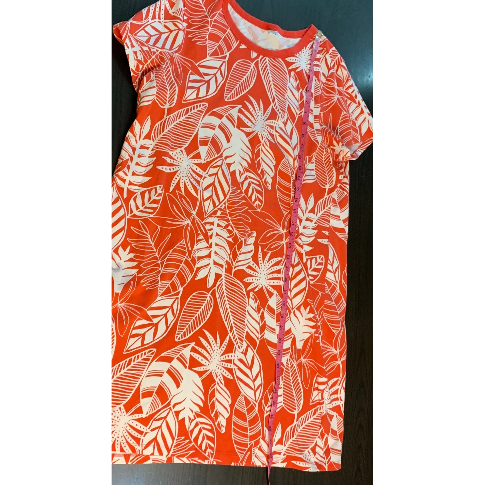 Old Navy Women's T Shirt Dress Tropical Leaf Print Red White Size XXL Resort - Image 7