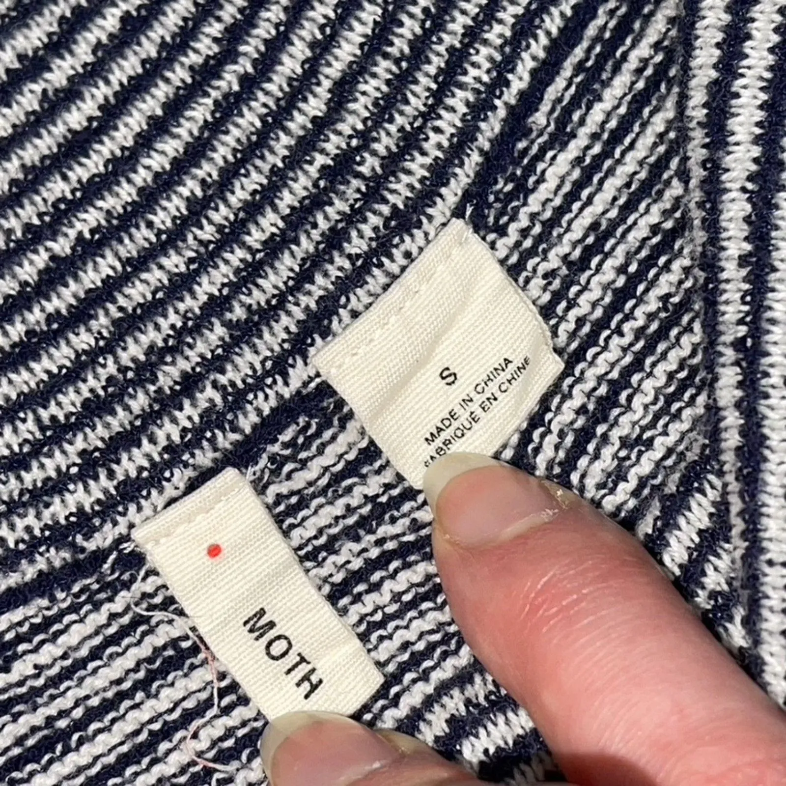 Moth Anthropologie | Margate Pocket Pullover Navy & White Stripes | Small Blue - Image 7