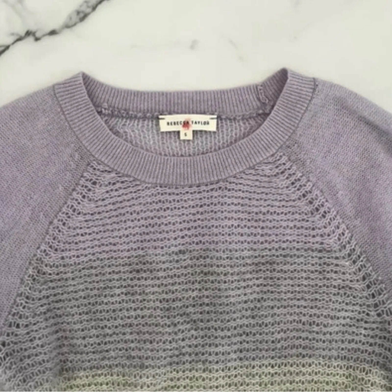 Rebecca Taylor Wool Cashmere Sweater Open Knit Pastel Ombré Pullover Sz small - Image 7