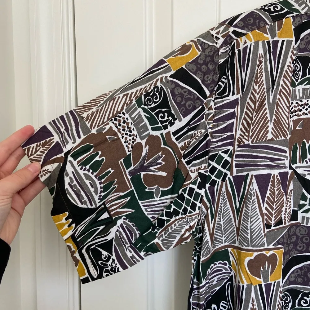 Vintage Tarazzia Design Group adult abstract patterned button down shirt — large Brown - Image 2