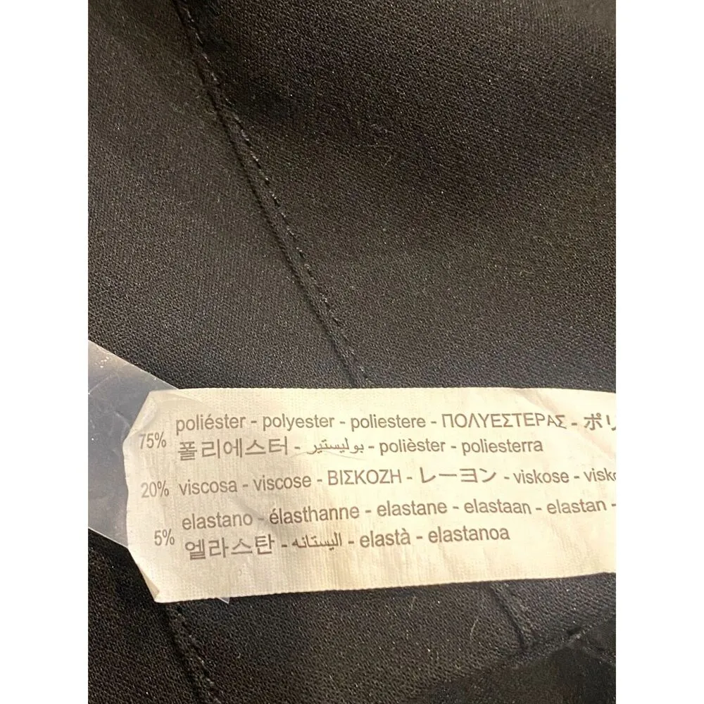 ZARA Straight Leg High Rise Slit Crop Career Trousers Flat Zip Up Front 4 Black - Image 8