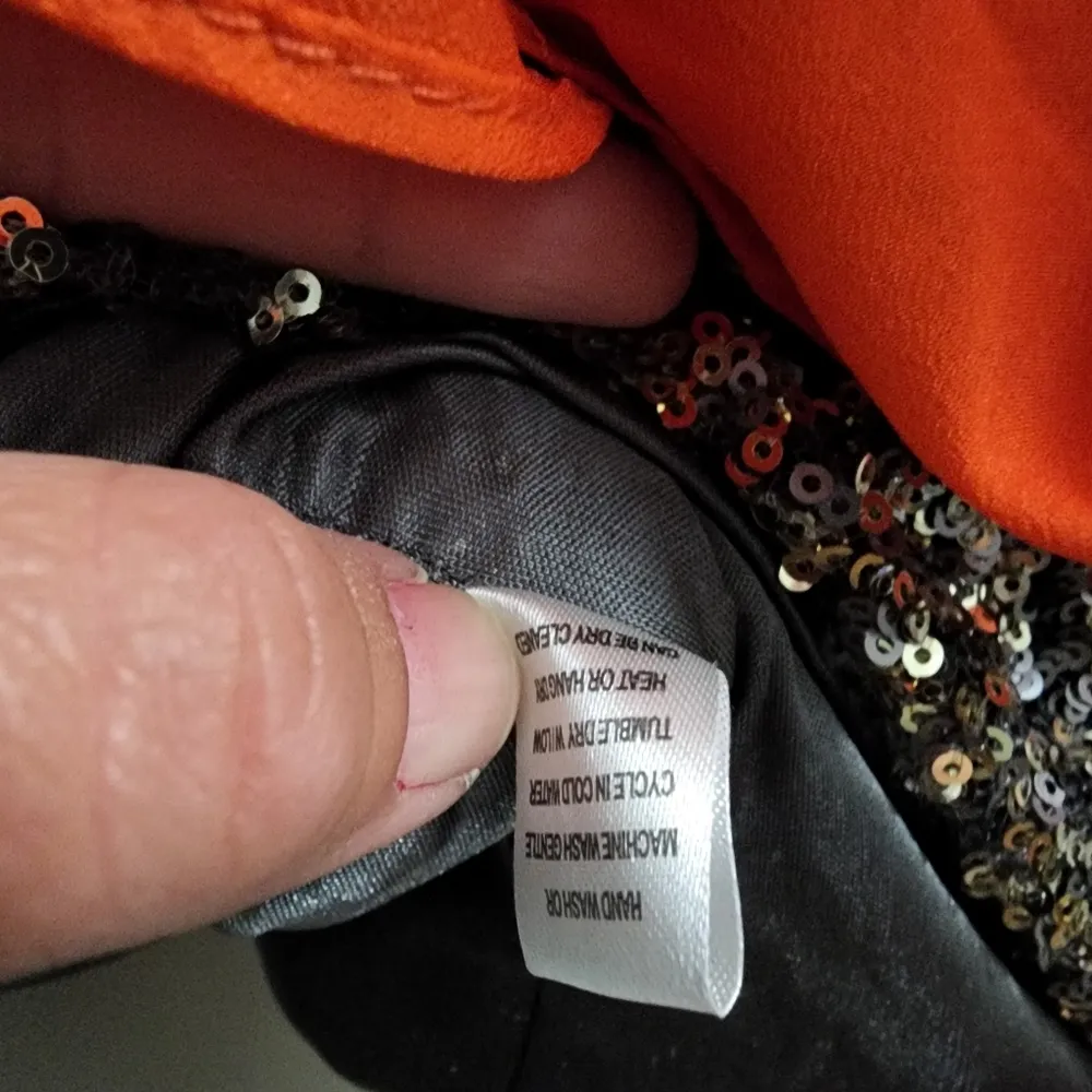 C. Luce orange batwing gold sequin mini dress size medium - Image 8