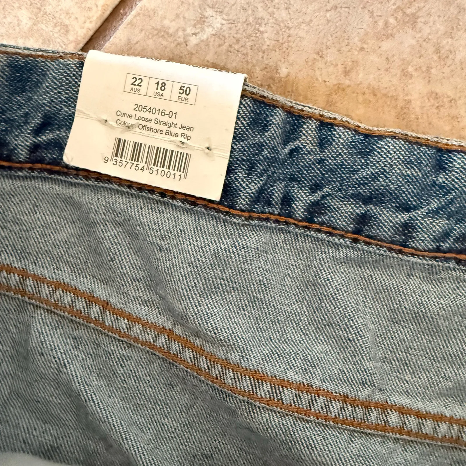 Cotton: On Curve Loose Straight Jean Distressed Ripped Light Wash Size 18 NWTs - Image 8