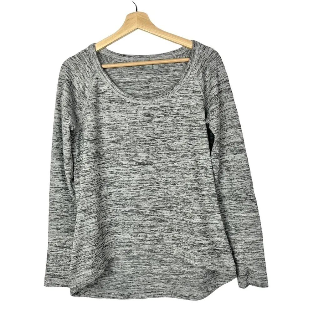 Athleta Light Gray No Sweatin' It Sharkbite Long Sleeve Top M - Image 2
