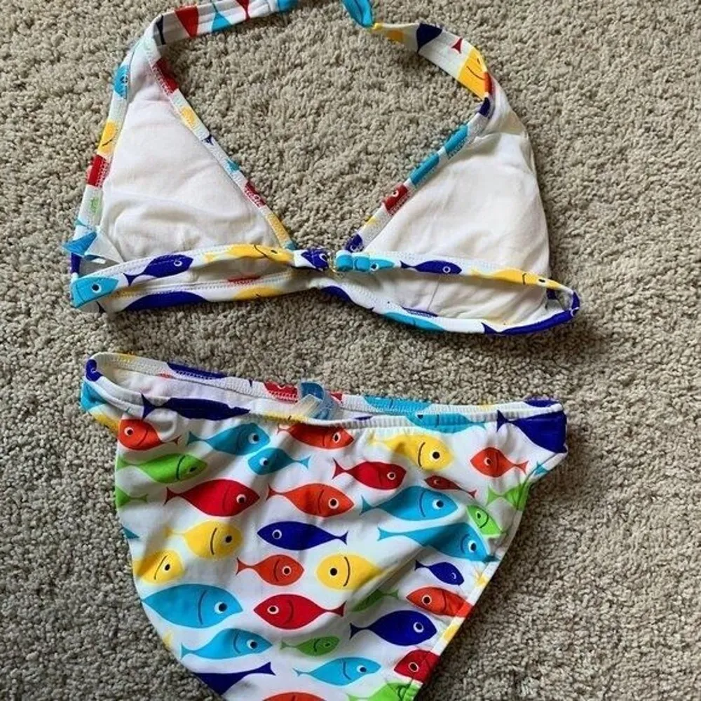 Vintage Bikini Womens Size Medium Mulitcolor Fish Juniors In Mocean Blue - Image 2