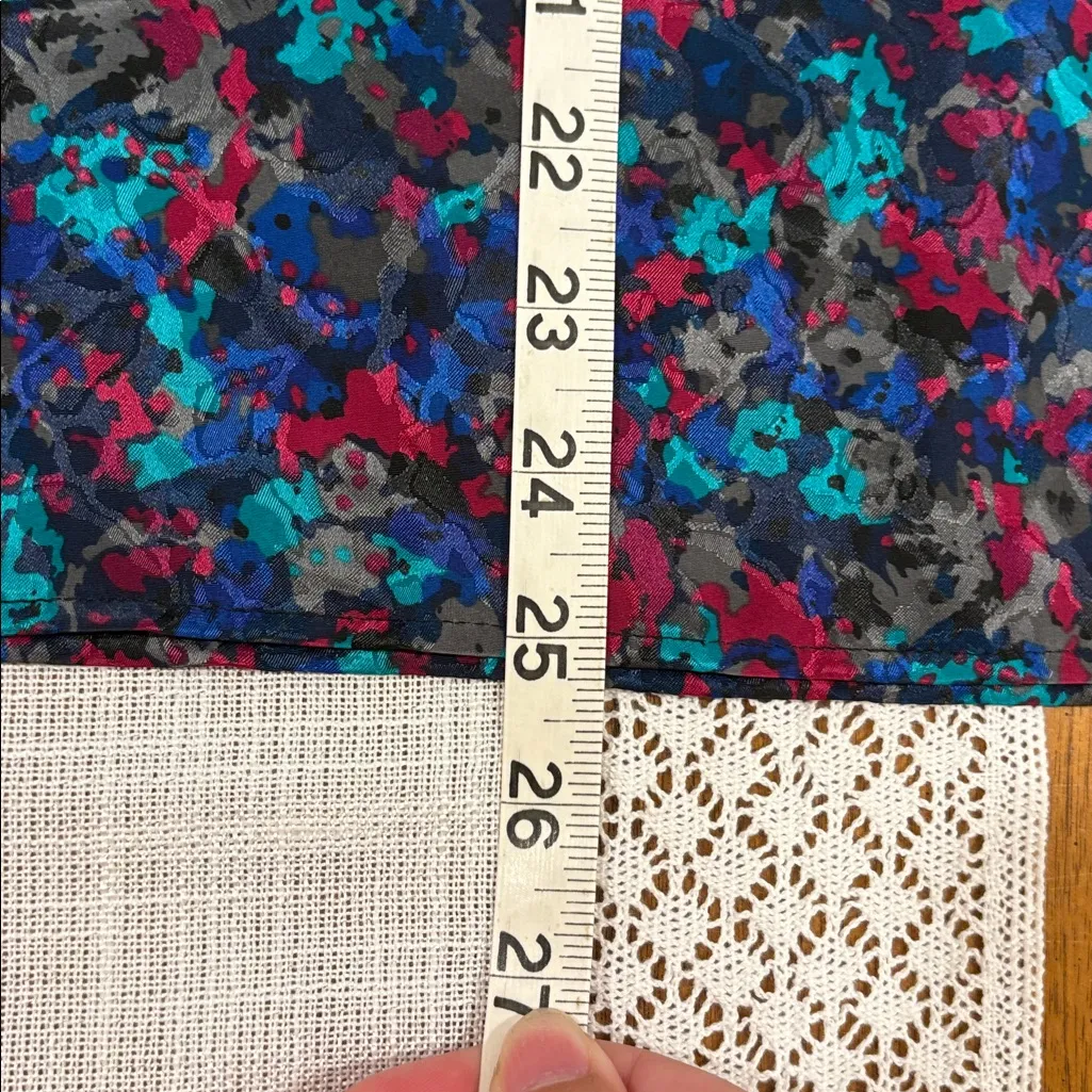 Vintage 1980s Printed Bow Neck Blouse Blue Size L - Image 6