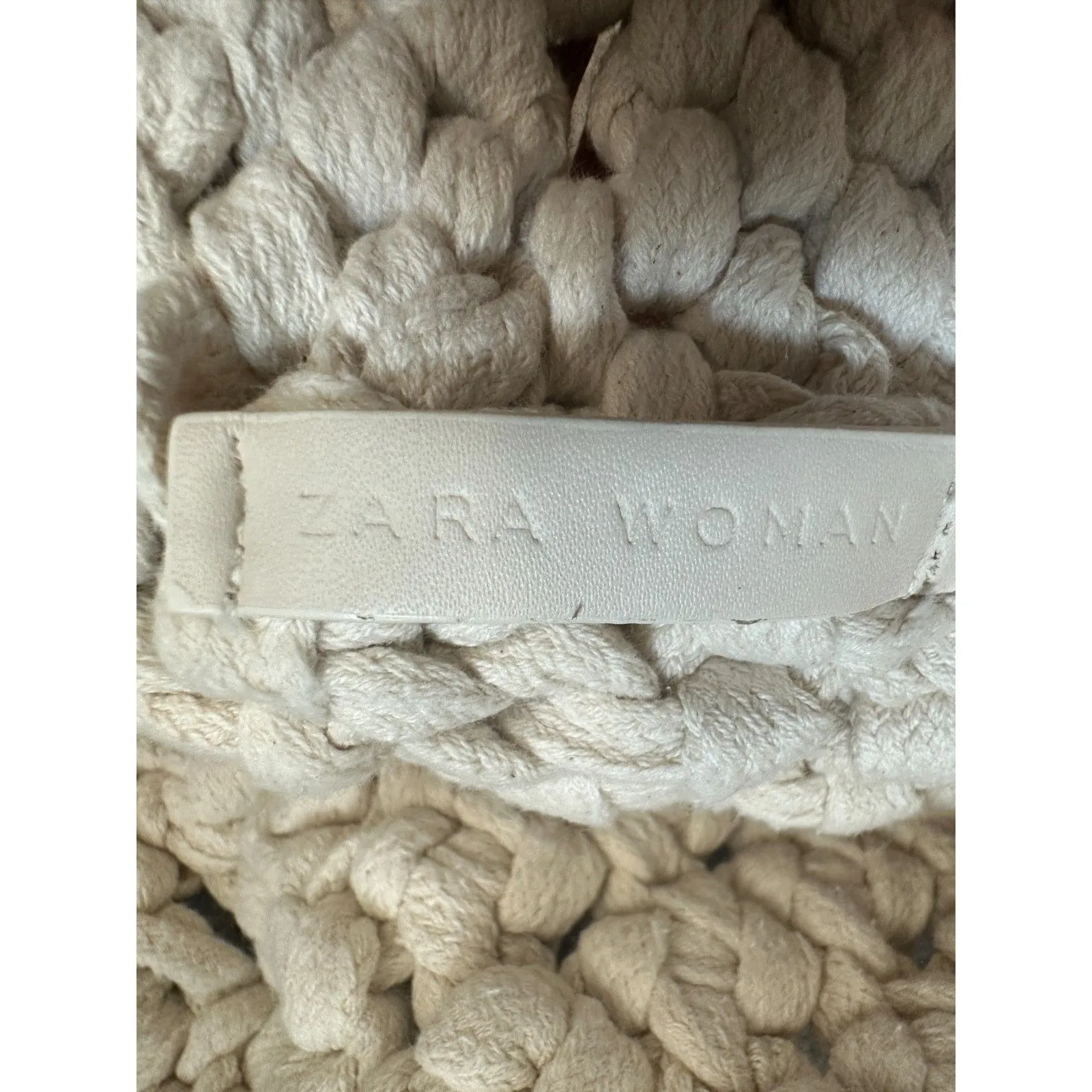 Zara Crochet Fringe Boho Coastal Resort Cruise Hippie Shoulder Bag Cream Purse - Image 3