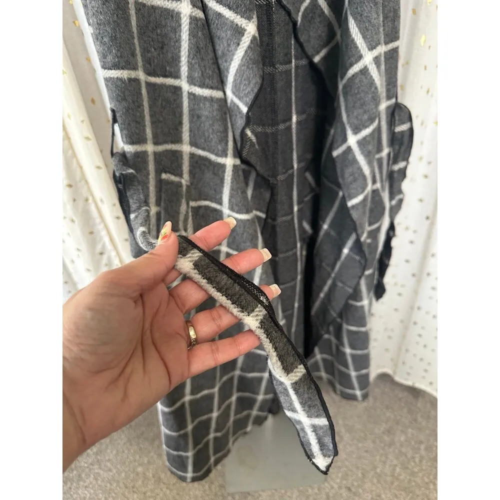 Mela Loves London Sleeveless Wool Blend Brush Woven Checked Gilet Coat One Size Size undefined - Image 7