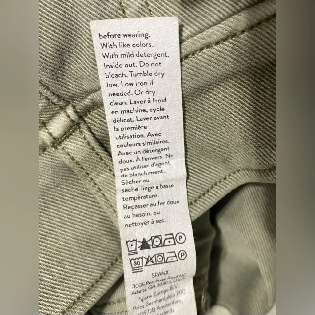 Spanx Stretch Twill Straight Leg Pants Olive Oil Green S Size XS - Image 9