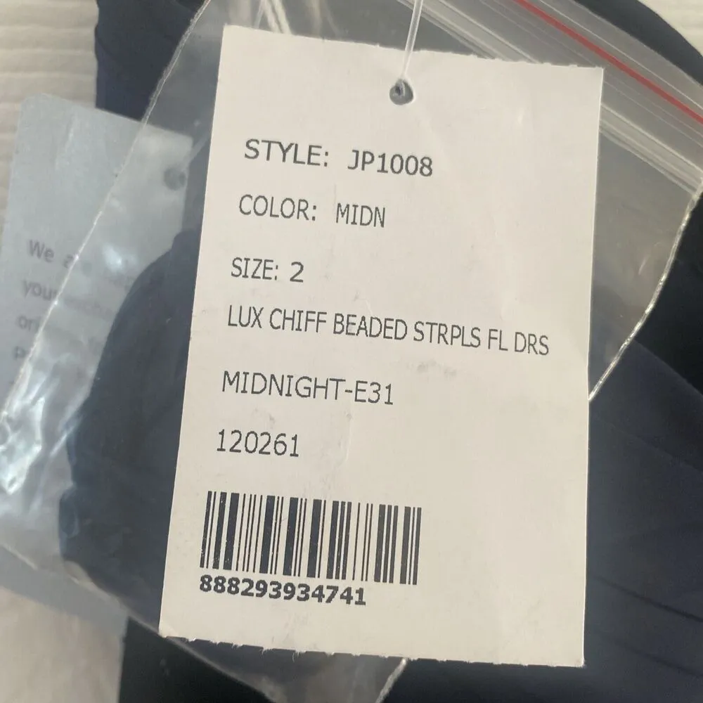 Alfred Sung Chiffon strapless midnight navy formal dress size 2 prom wedding NEW - Image 8