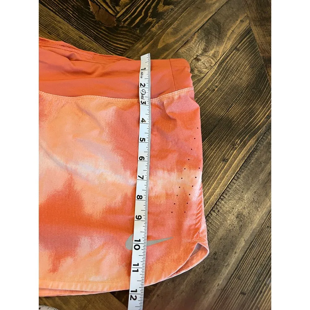 Nike DriFit Women Running Shorts XL Elastic Waist Comfy Colorful Orange Tie Dye - Image 7