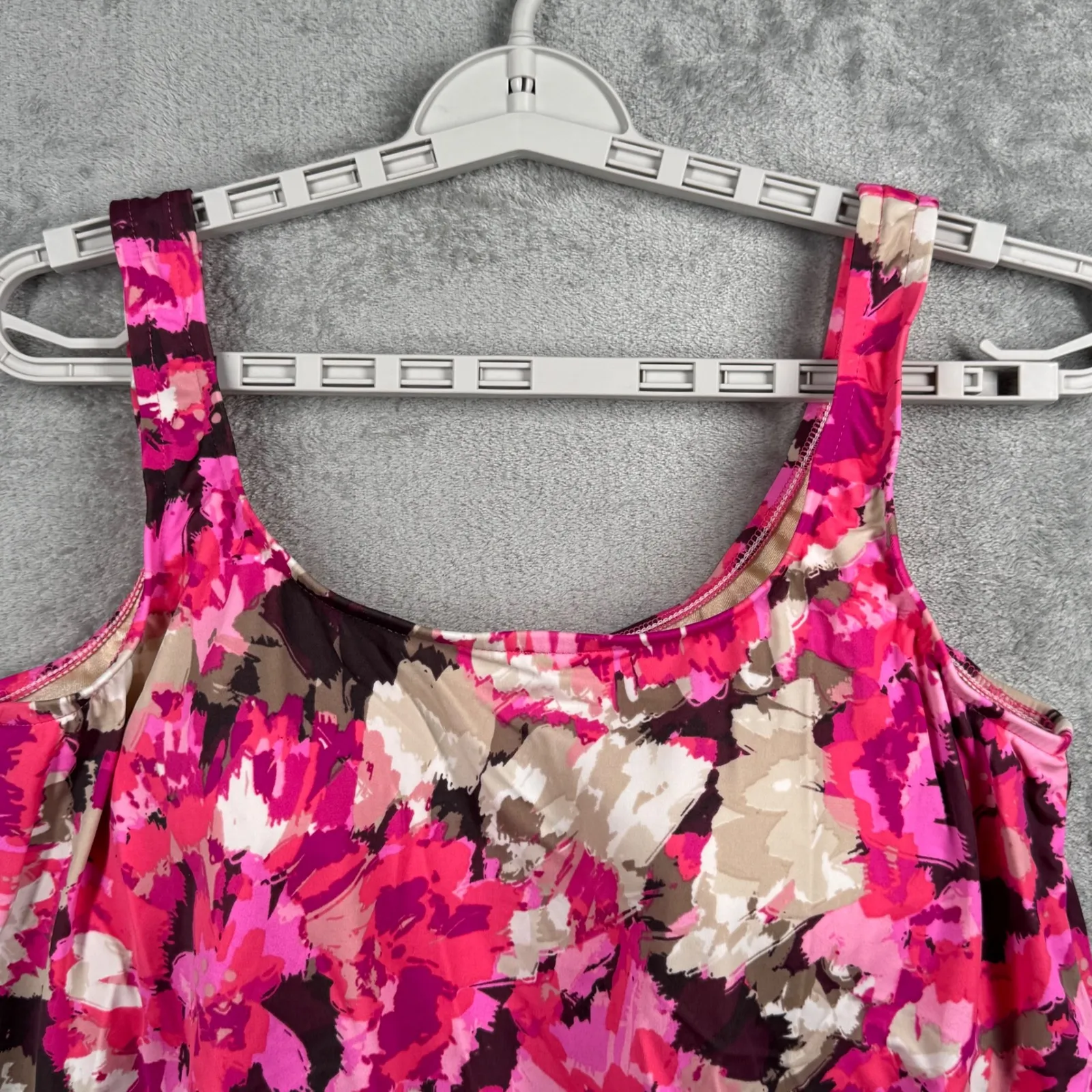 Maxine of Hollywood Tankini Top 14 Pink Floral Blouson Retro Glam Pool Beach - Image 5