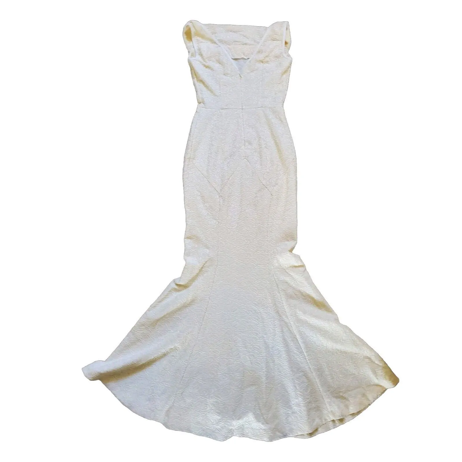 Muxxn Wedding Dress Women Small Fit Flare Cream White Boat Neck Mermaid Prom Size undefined - Image 3