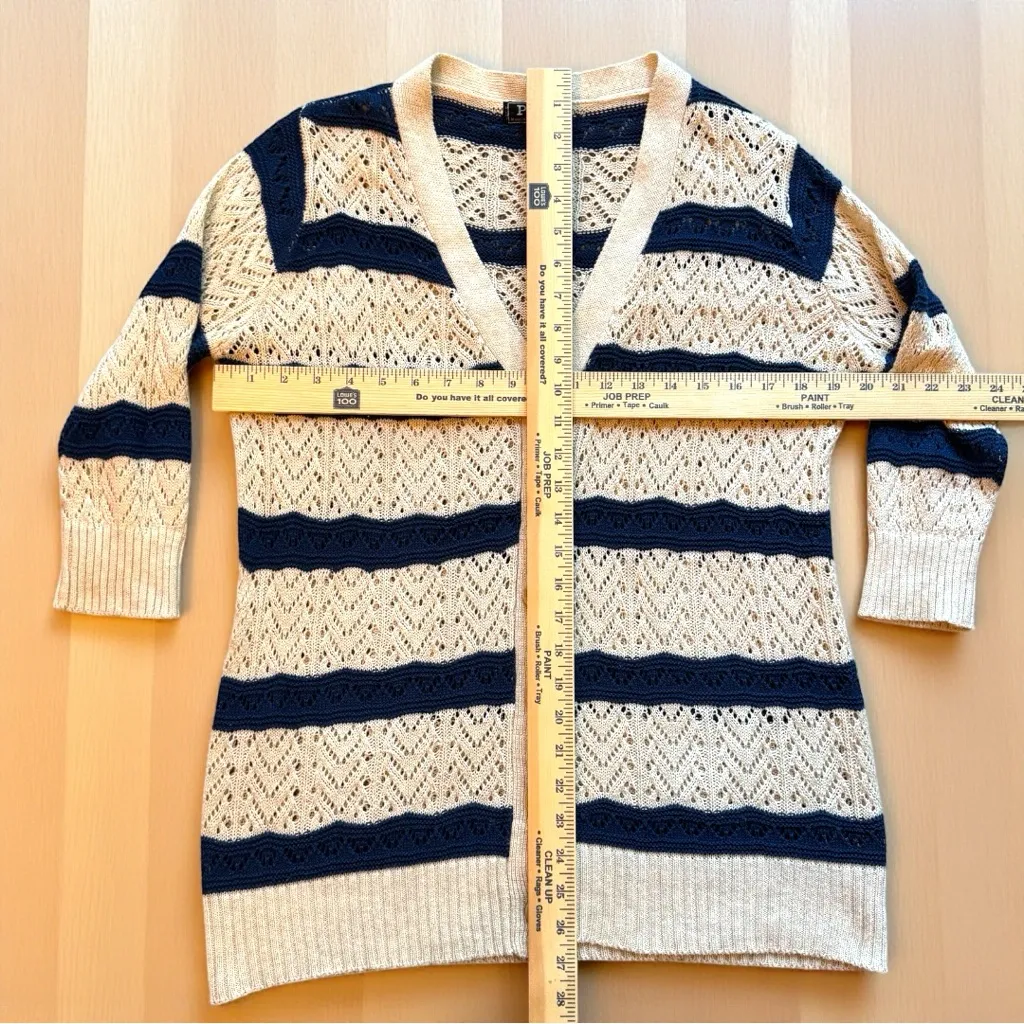 POL Boho Striped Open Knit Cardigan Sweater L Coastal Grandma Festival Layering - Image 7