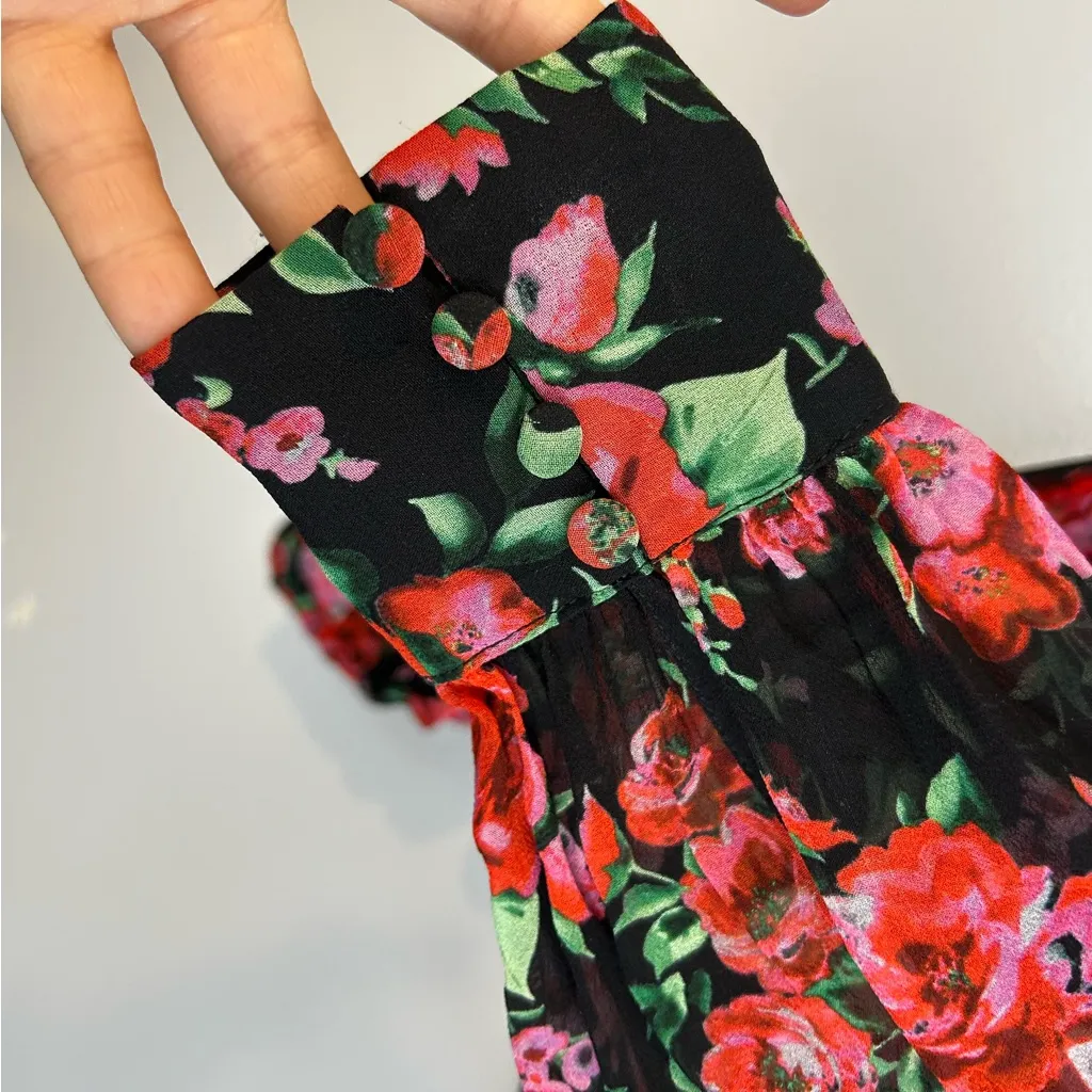 Generation Love Noelle Rose Bush Silk Long Puff Sleeve Pullover Blouse Size Smal - Image 8