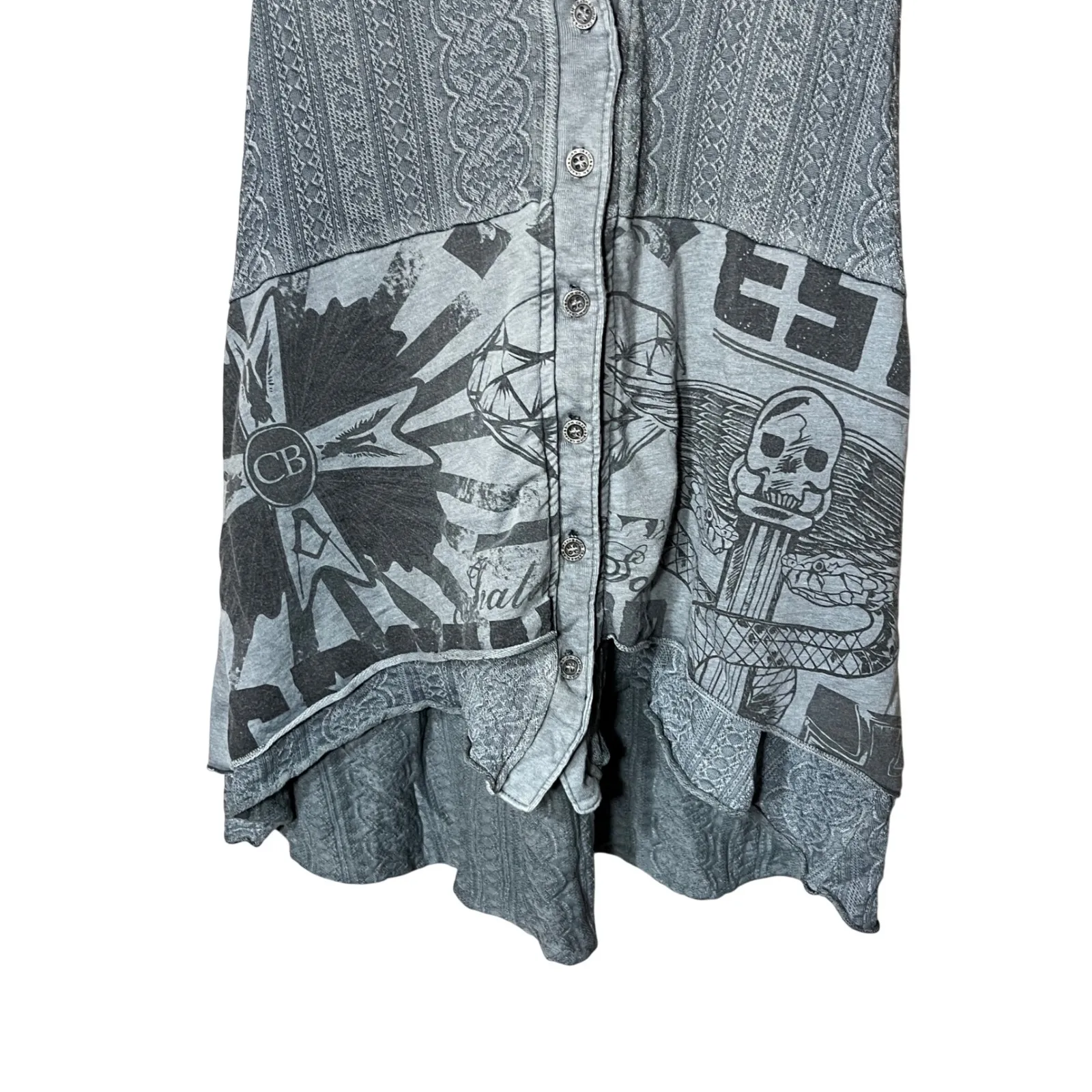 Crash and Burn Womens Graphic Print Sleeveless Hooded Tunic Top Shirt M Gray Size M - Image 2