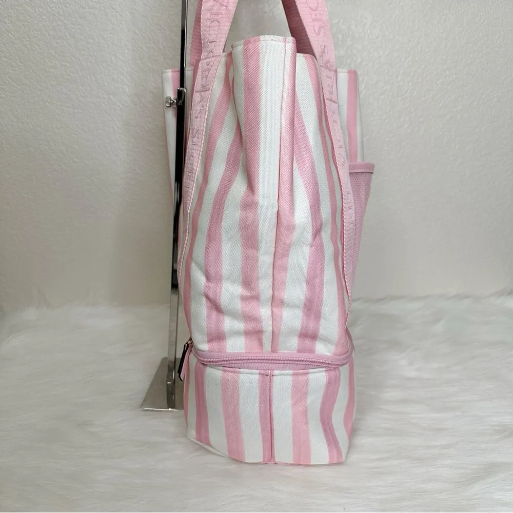 NWT Victoria’s Secret Pink White Stripe Cooler Tote - Image 9