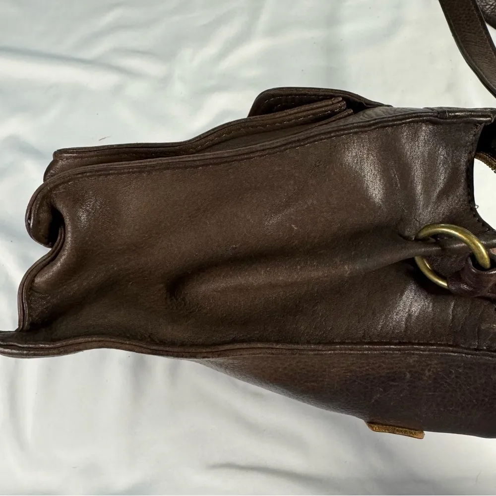 VTG Fossil Brown Leather Square Crossbody Purse  Small Bag Pockets 75082 Classic - Image 8