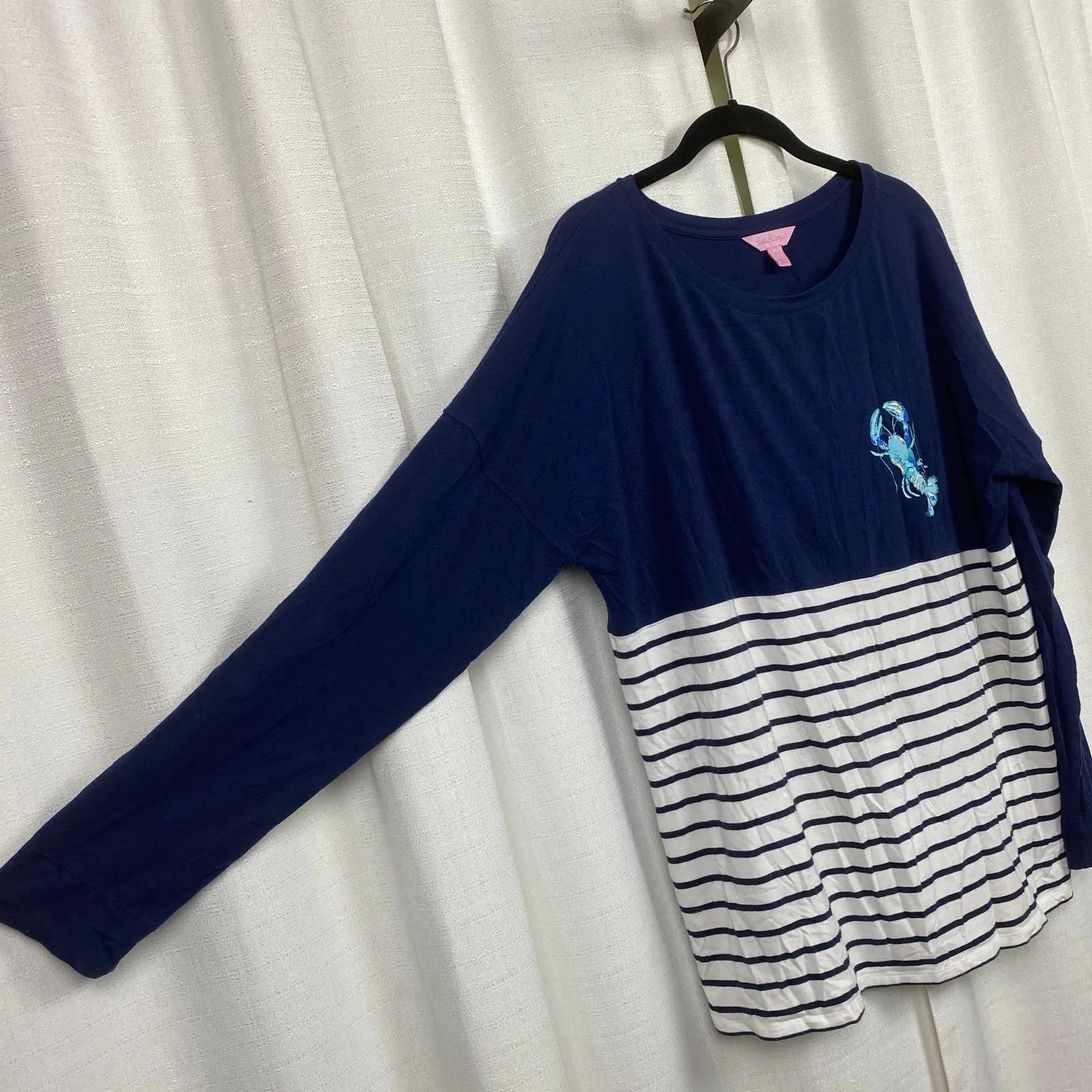 Lilly Pulitzer Blue Stripe Lobster Finn T Shirt Sz.L - Image 9